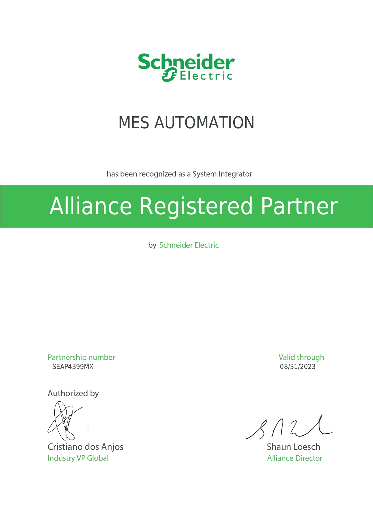 MES AUTOMATION-certificate-alliance