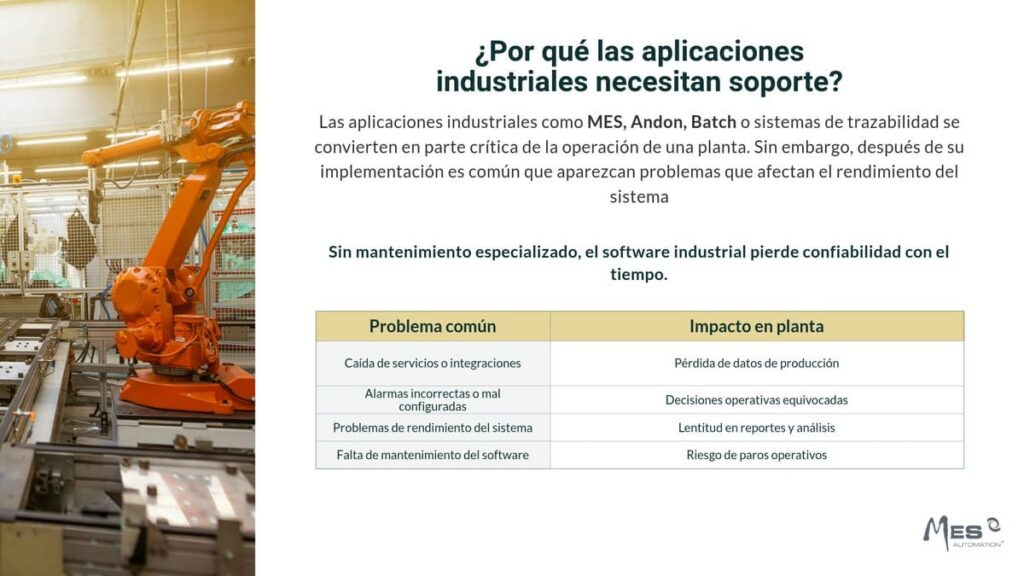 Por que las aplicaciones industriales necesitan soporte
